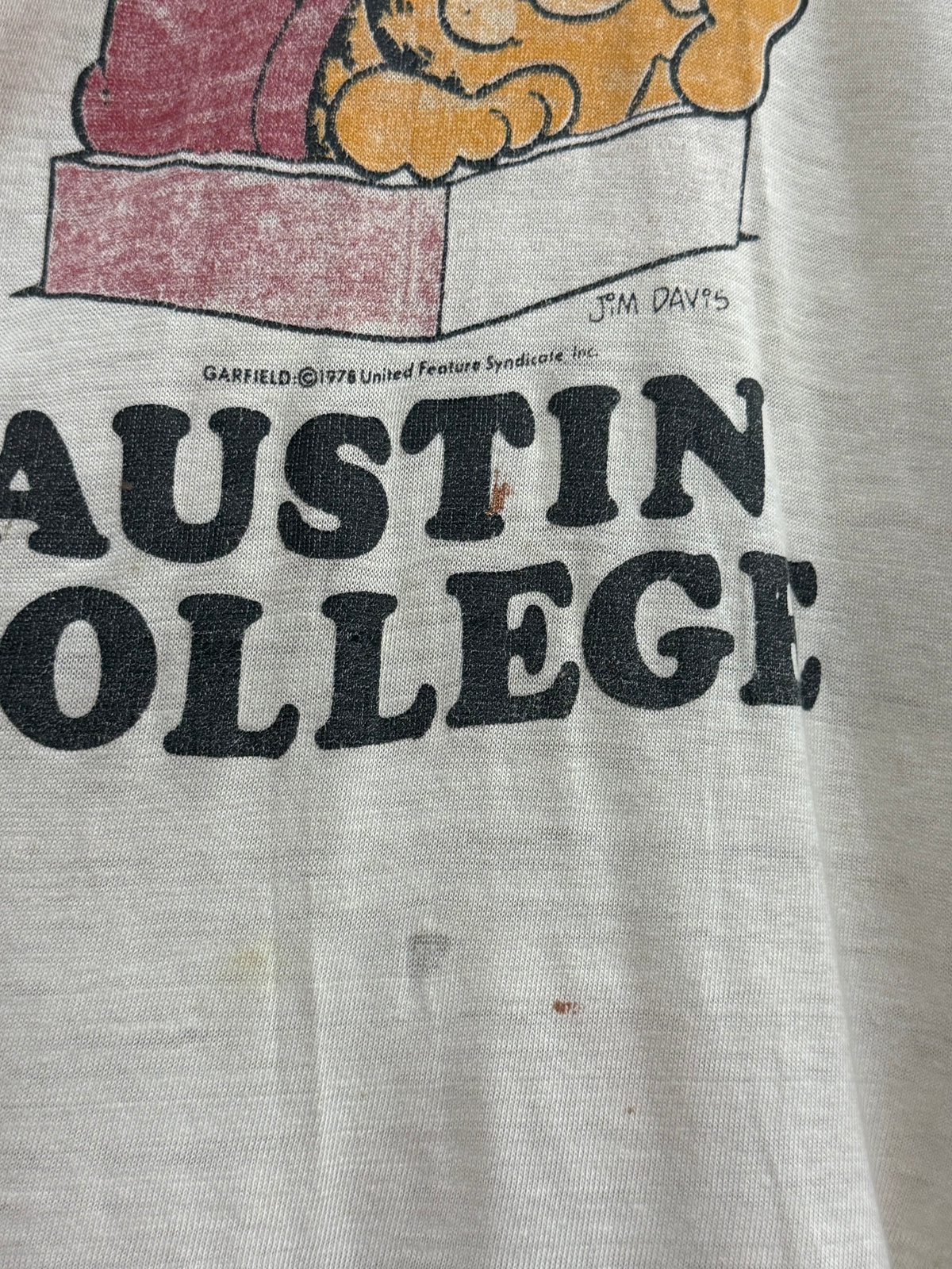 80s Austin College Garfield 50:50 Two Tone Single Stitches Tee